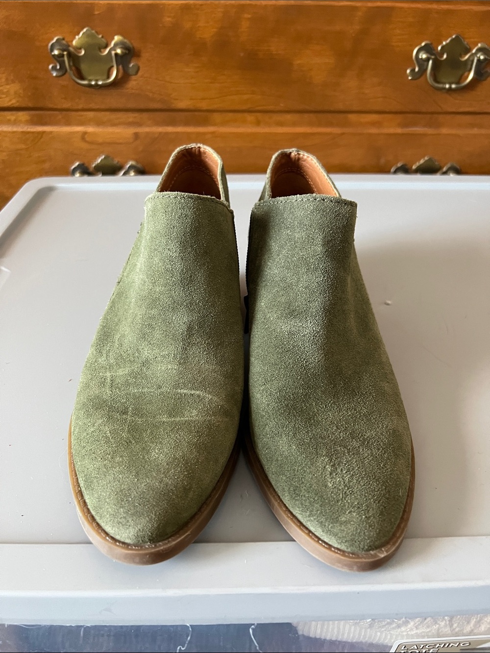 Lucky Brand Olive Green Suede Ankle Booties